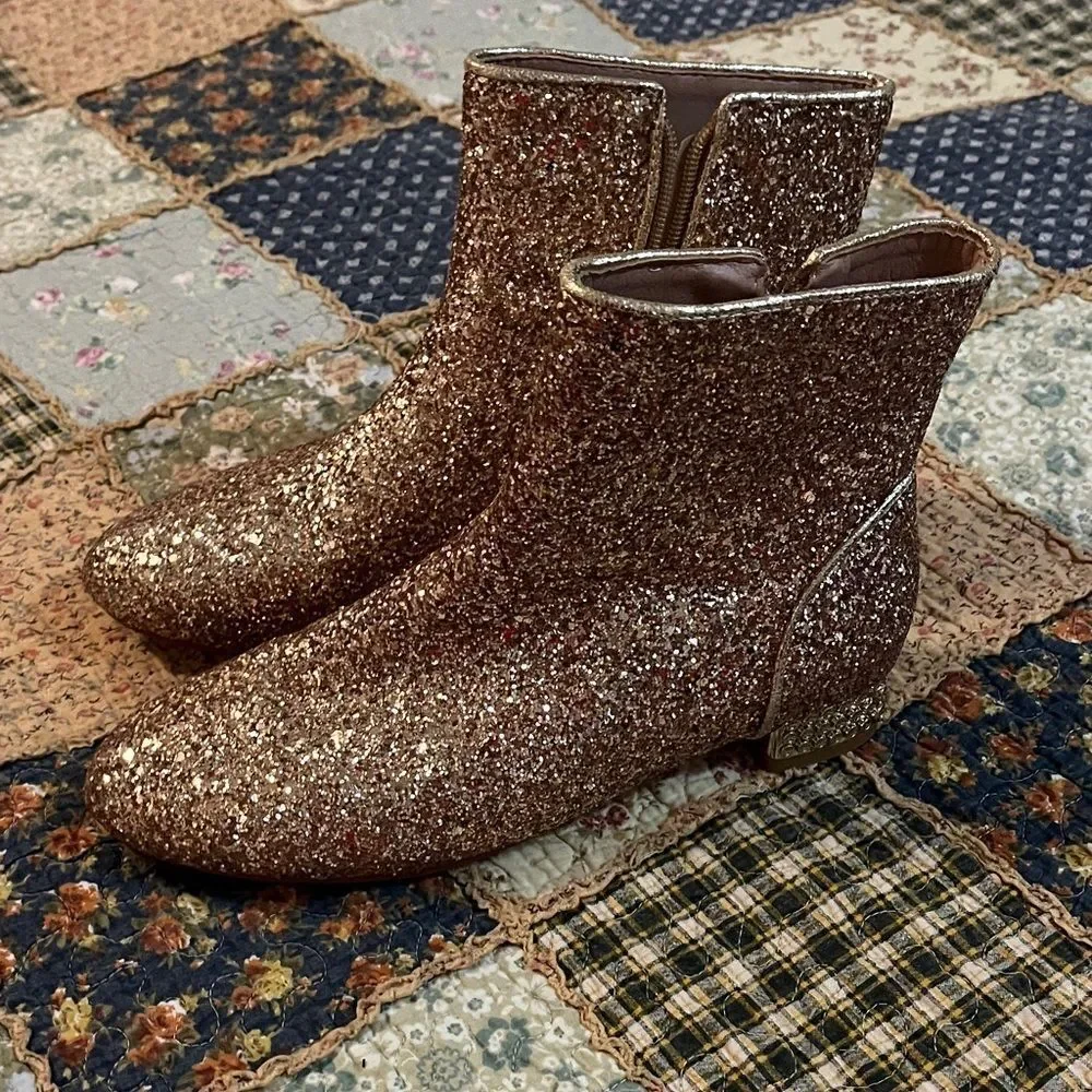 Mavmax gold glitter ankle boots